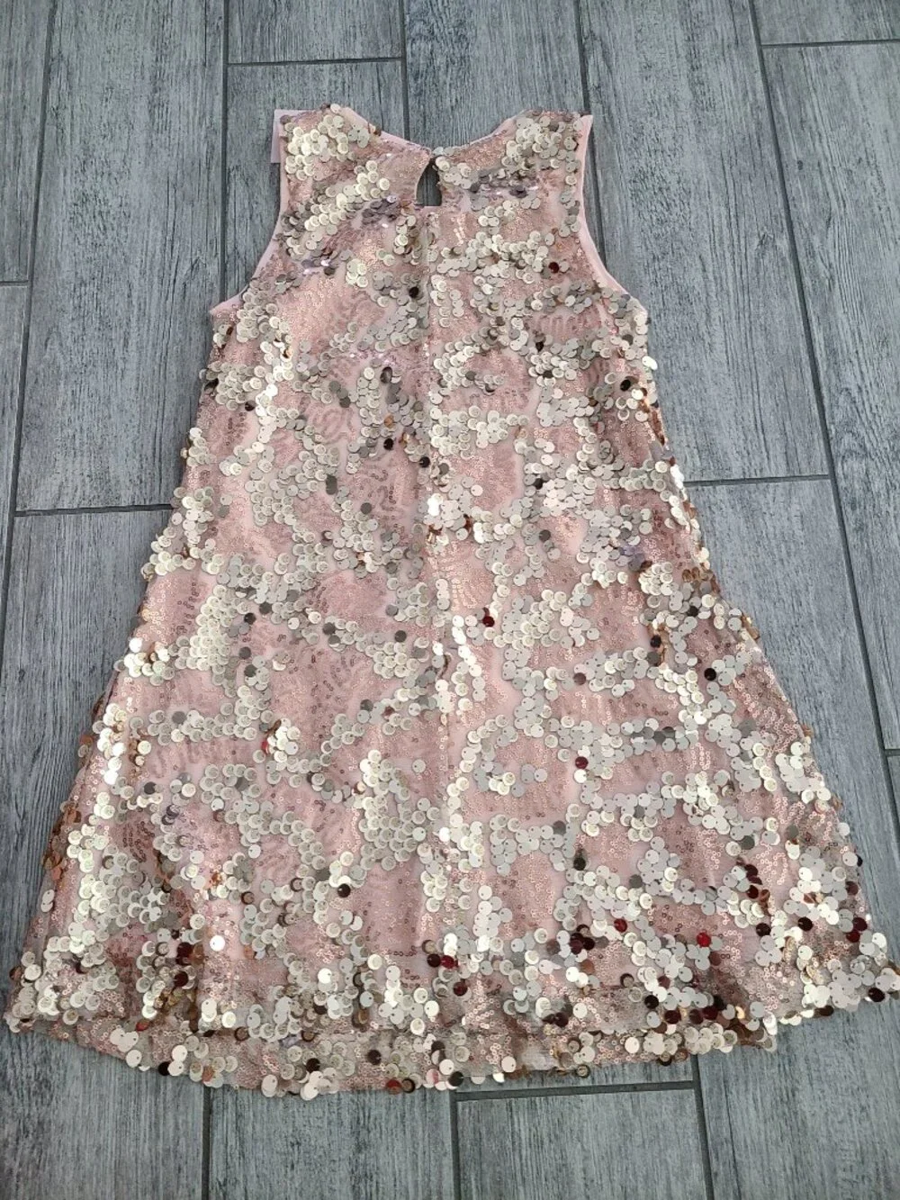 Franki by Francesca’s Sequin Dress Pink Gold Youth Girls Size 8 NWT